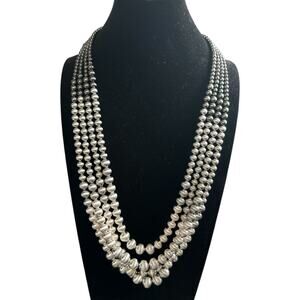 Ombré Triple Strand Metal Bead Necklace